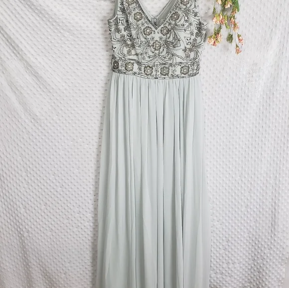 NEW BHLDN Mischa Dress Size 10 Gown Beaded Wedding Guest Maxi - Picture 9 of 11